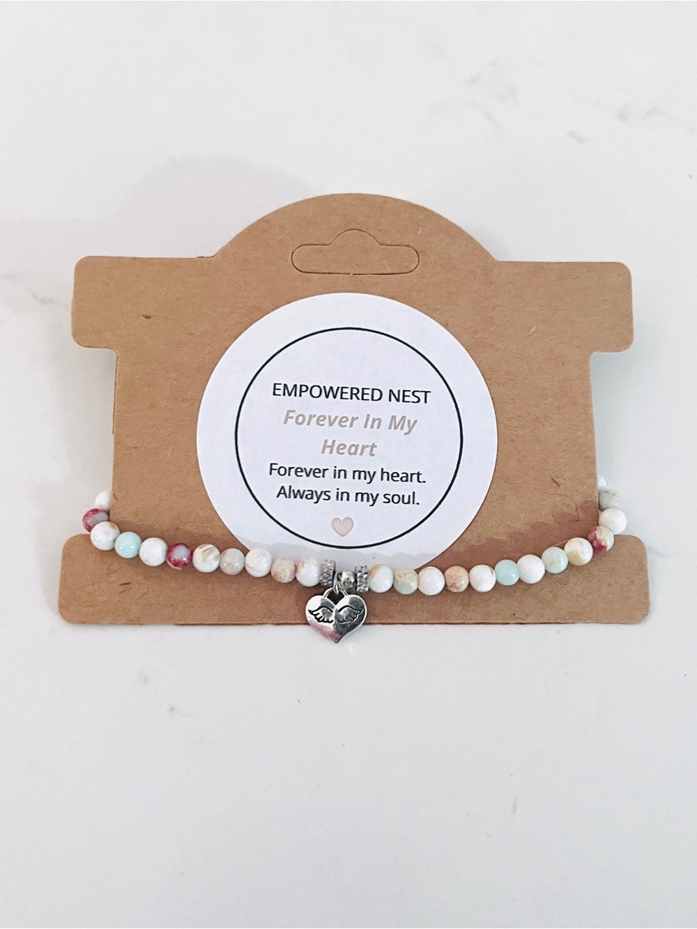 Forever In My Heart Bracelet | Angel Wing Heart Charm | Grief & Remembrance